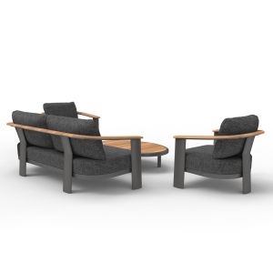 Garden set of 4 pieces Roman Sm6425.01 gray aluminum and olefin fabric - teak wood