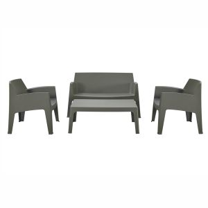 Garden set of 4 pieces Sleek Hm21268.05 dark olive green polypropylene