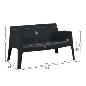 Garden set of 4 pieces Sleek Hm21275.02 polypropylene in black