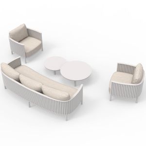 Garden set of 5 pieces Cardinal Sm6423.02 cream white aluminum-beige olefin fabric