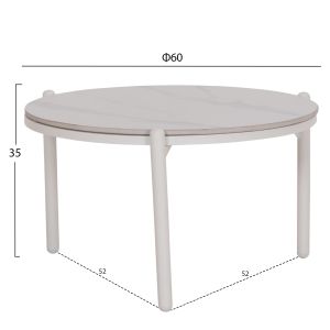 Garden set of 5 pieces Memfis Hm6470.03 aluminum-rope-ceramic top-white
