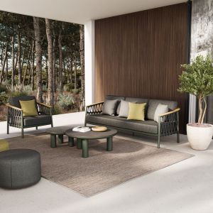 Garden set of 5 pieces Stream Hm6426.07 aluminum in green-dark gray with rope and olefin fabric