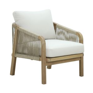 Garden set/living room furniture Malibu 4 pieces solid acacia beige fabric