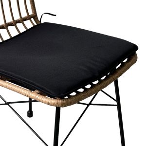 Garden chair Achillia rattan black metal legs and black cushion 45x60x83cm