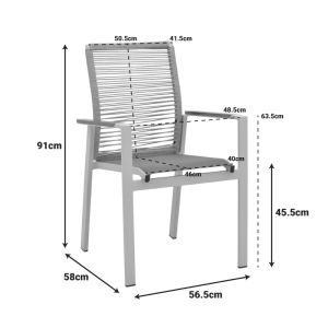 GARDEN CHAIR AEGEAN - TEAK - ALUMINUM AND TEXTILE IN CREAM-BEIGE COLOR, 57X64X87 CM