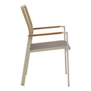 GARDEN CHAIR AEGEAN - TEAK - ALUMINUM AND TEXTILE IN CREAM-BEIGE COLOR, 57X64X87 CM