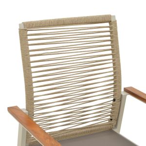GARDEN CHAIR AEGEAN - TEAK - ALUMINUM AND TEXTILE IN CREAM-BEIGE COLOR, 57X64X87 CM