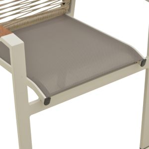 GARDEN CHAIR AEGEAN - TEAK - ALUMINUM AND TEXTILE IN CREAM-BEIGE COLOR, 57X64X87 CM