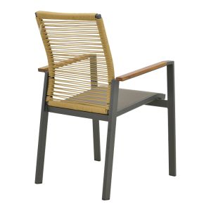 GARDEN CHAIR AEGEAN, TEAK WOOD, ROPE, IN NATURAL COLOR - ALUMINUM AND TEXTILE IN ANTHRACITE COLOR, 57X64X87 CM