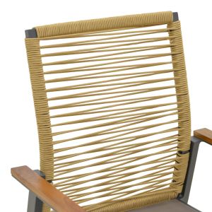 GARDEN CHAIR AEGEAN, TEAK WOOD, ROPE, IN NATURAL COLOR - ALUMINUM AND TEXTILE IN ANTHRACITE COLOR, 57X64X87 CM