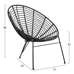Garden chair Allegra Hm5458,02 wicker in black color 73x83x86cm
