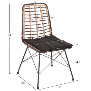 Garden chair Allegra with rattan in beige-black 51x54x84hcm Hm5691,11