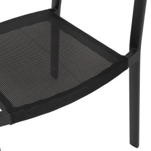 Градински стол Aluminum Hm5891,05 черна рамка и текстилен - бежов ратан на облегалката 57,5x59x81,5cm