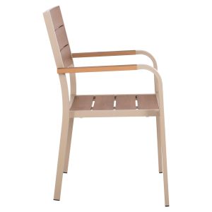 Градински стол Aluminum Saga Hm5127,04 шампанско - Polywood седалка и облегалка 55x52x86cm