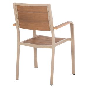 Градински стол Aluminum Saga Hm5127,04 шампанско - Polywood седалка и облегалка 55x52x86cm