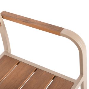 Градински стол Aluminum Saga Hm5127,04 шампанско - Polywood седалка и облегалка 55x52x86cm