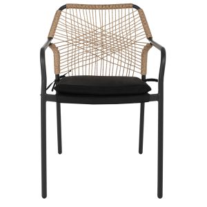Градински стол Aluminum Trotter Hm5865,11 тъмносива рамка и бежов плетен материал - черна възглавница