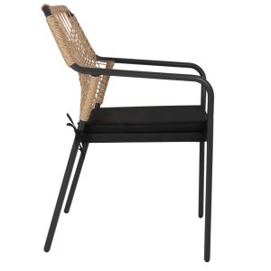 Градински стол Aluminum Trotter Hm5865,11 тъмносива рамка и бежов плетен материал - черна възглавница