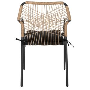 Градински стол Aluminum Trotter Hm5865,11 тъмносива рамка и бежов плетен материал - черна възглавница