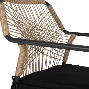 Градински стол Aluminum Trotter Hm5865,11 тъмносива рамка и бежов плетен материал - черна възглавница