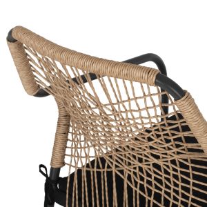 Градински стол Aluminum Trotter Hm5865,11 тъмносива рамка и бежов плетен материал - черна възглавница
