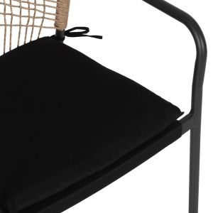 Градински стол Aluminum Trotter Hm5865,11 тъмносива рамка и бежов плетен материал - черна възглавница