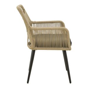 GARDEN CHAIR ANDROS, ALUMINUM, BLACK-BEIGE, 56X60X86 CM