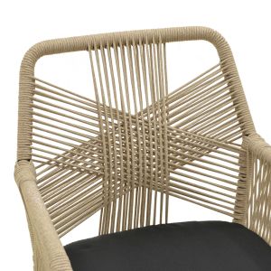 GARDEN CHAIR ANDROS, ALUMINUM, BLACK-BEIGE, 56X60X86 CM