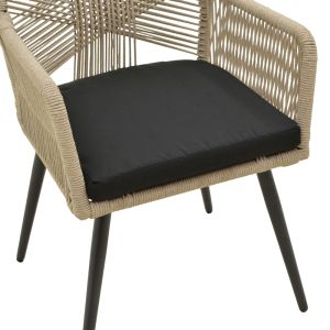 GARDEN CHAIR ANDROS, ALUMINUM, BLACK-BEIGE, 56X60X86 CM