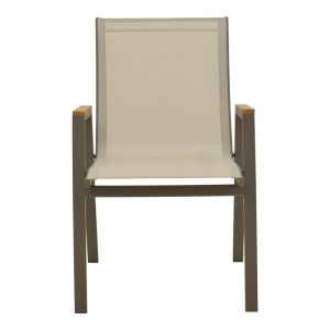 Garden chair Azelie, champagne color, aluminum and light gray textile 56x75x88cm