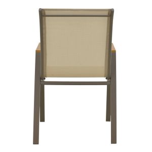 Garden chair Azelie, champagne color, aluminum and light gray textile 56x75x88cm