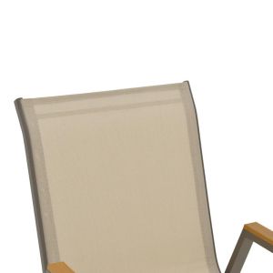 Garden chair Azelie, champagne color, aluminum and light gray textile 56x75x88cm