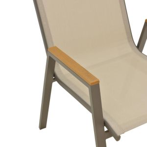 Garden chair Azelie, champagne color, aluminum and light gray textile 56x75x88cm