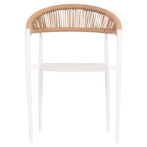 Berg Hm6284.01 garden chair, aluminum and white textile - Petwisted rattan 55x56x79hcm.