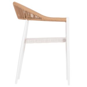 Berg Hm6284.01 garden chair, aluminum and white textile - Petwisted rattan 55x56x79hcm.