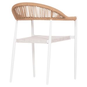 Berg Hm6284.01 garden chair, aluminum and white textile - Petwisted rattan 55x56x79hcm.