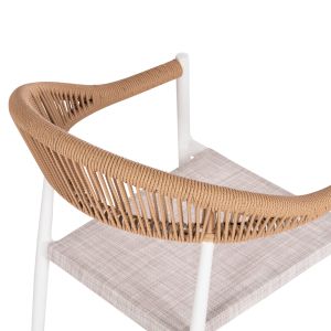 Berg Hm6284.01 garden chair, aluminum and white textile - Petwisted rattan 55x56x79hcm.