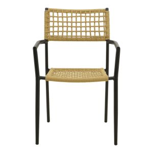 GARDEN CHAIR CASTAL, STEEL IN BLACK - PE ROPE IN NATURAL COLOR 53X59X84CM