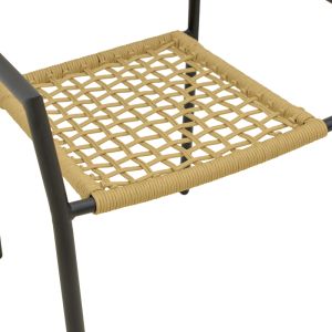 GARDEN CHAIR CASTAL, STEEL IN BLACK - PE ROPE IN NATURAL COLOR 53X59X84CM