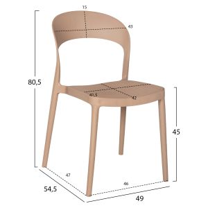 Garden chair Cleo polypropylene cappuccino color 49x54.5x80.5hcm Hm5936.03