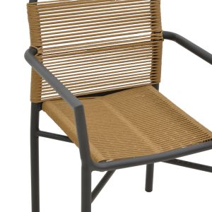 Garden chair Clutch beige rattan and gray aluminum legs 55x56x80cm