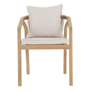 Garden chair Contrel Hm6244.01 made of acacia wood in natural color - ropes and cushions in beige 61x58x75cm.