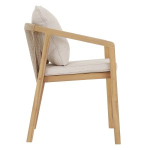 Garden chair Contrel Hm6244.01 made of acacia wood in natural color - ropes and cushions in beige 61x58x75cm.