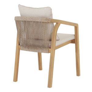 Garden chair Contrel Hm6244.01 made of acacia wood in natural color - ropes and cushions in beige 61x58x75cm.