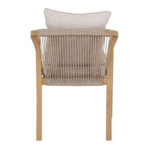 Garden chair Contrel Hm6244.01 made of acacia wood in natural color - ropes and cushions in beige 61x58x75cm.