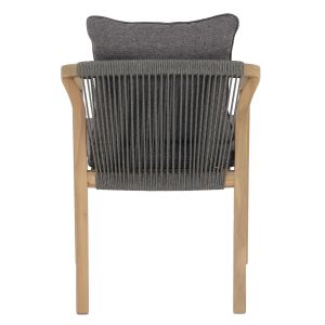 Garden chair Contrel Hm6244.02 acacia wood in natural color - ropes and cushions in gray 61x58x75cm.