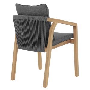 Garden chair Contrel Hm6244.02 acacia wood in natural color - ropes and cushions in gray 61x58x75cm.
