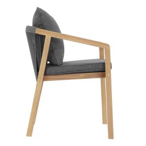 Garden chair Contrel Hm6244.02 acacia wood in natural color - ropes and cushions in gray 61x58x75cm.