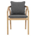 Garden chair Contrel Hm6244.02 acacia wood in natural color - ropes and cushions in gray 61x58x75cm.
