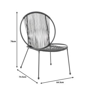 Garden chair Dapper black metal-pe black 64.5x74.5x76cm